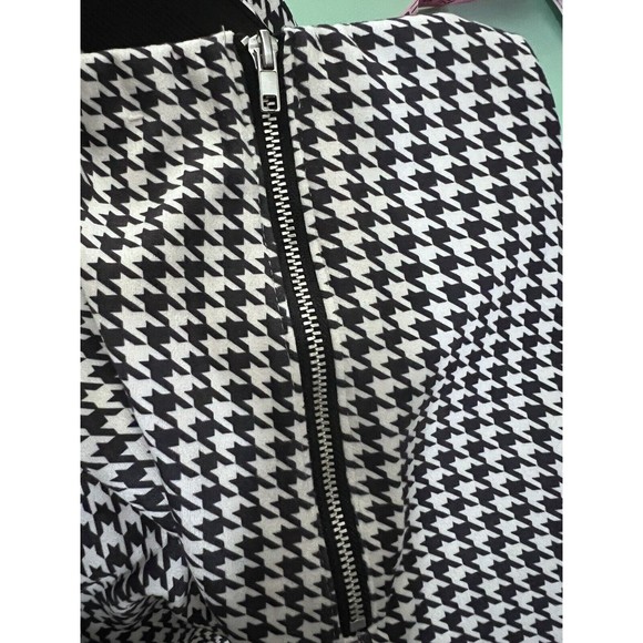 Serra Womens Black White Houndstooth Faux Suede Ankle Pants Side Zip L 12/14 - Picture 8 of 9